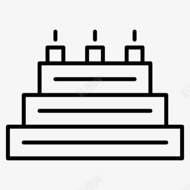 蛋糕生日甜点工具和设置大纲图标图标