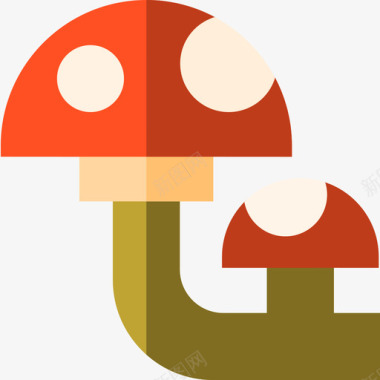 秋季蘑菇秋季自然7扁平图标图标
