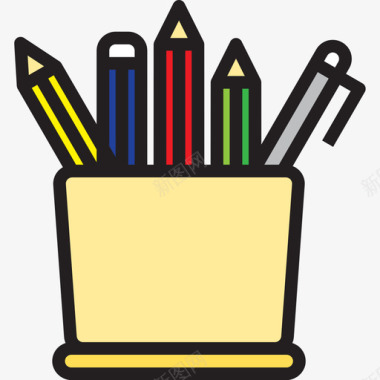 教育矢量图铅笔盒教育程度150线颜色图标图标
