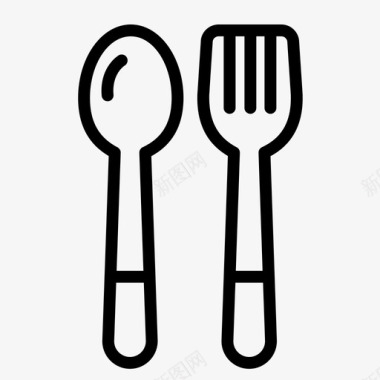 勺子叉烹饪厨房工具图标图标