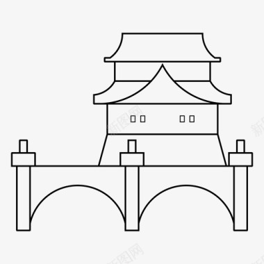 东京亚洲著名的地标性建筑东京皇宫图标图标