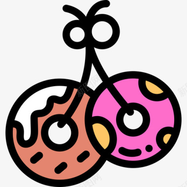 甜甜圈糖果店2线性颜色图标图标