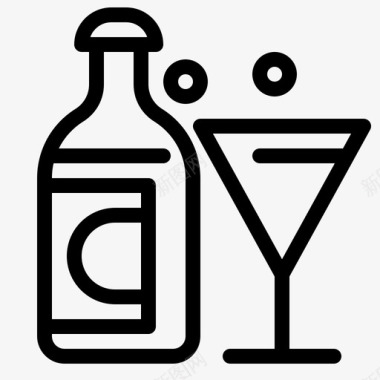 葡萄酒酒瓶鸡尾酒图标图标