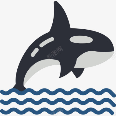 虎鲸海洋生物27扁平图标图标