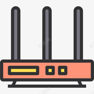 智能门窗图标路由器智能技术7线性颜色图标图标