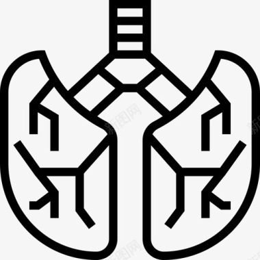 肺人体器官3线状图标图标
