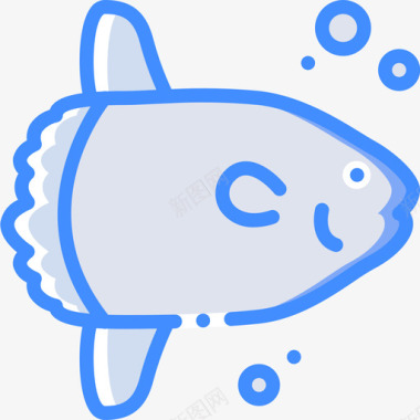 太阳鱼海洋生物蓝色图标图标