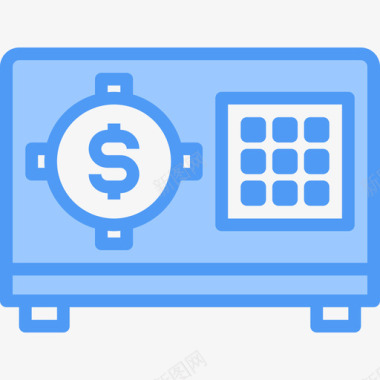 蓝色迷你保险箱保险箱金融货币5蓝色图标图标