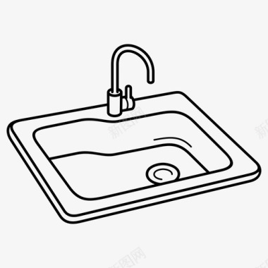 透明厨房水槽排水管水龙头图标图标