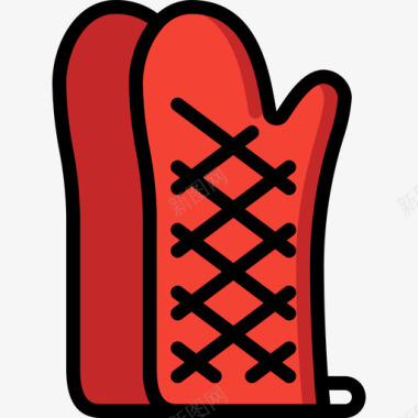 连指手套烤肉4只线性颜色图标图标