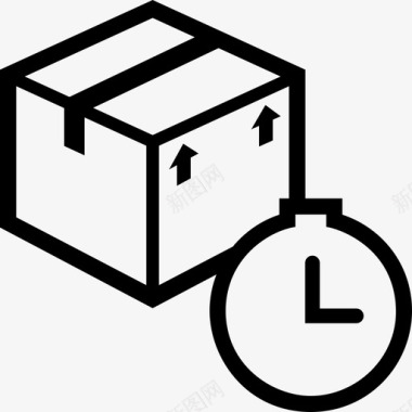 箱子交货时间箱子时钟图标图标