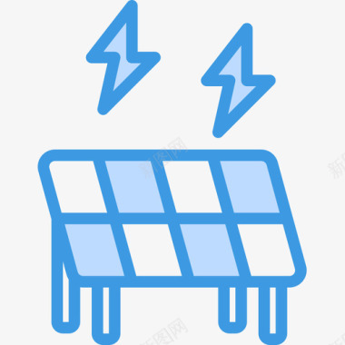 太阳能电池板智能技术8蓝色图标图标