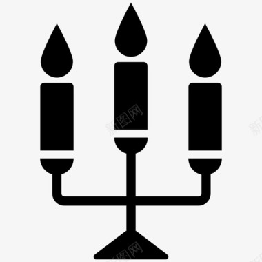 带支架的蜡烛燃烧的蜡烛蜡烛灯图标图标