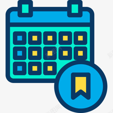 圆环日历日历教育和学校4线颜色图标图标