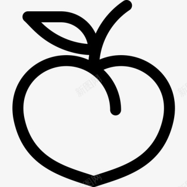 桃子水果和蔬菜17个直线型图标图标