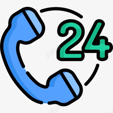 24小时通讯124线性彩色图标图标