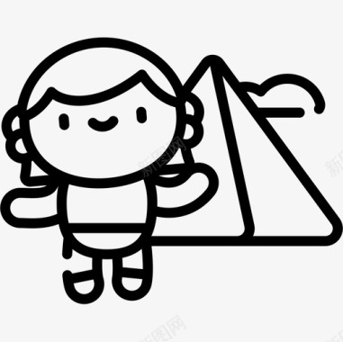 金字塔旅行的人直线的图标图标