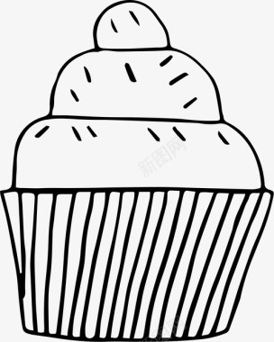 手绘纸杯蛋糕甜点糖果图标图标
