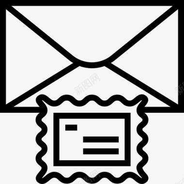 邮票邮政要素直线图标图标