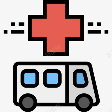 救护车医用141线性颜色图标图标