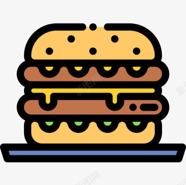24节气汉堡24号咖啡馆原色图标图标