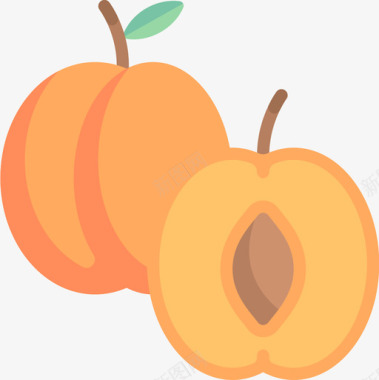 杏水果和蔬菜15个扁平图标图标