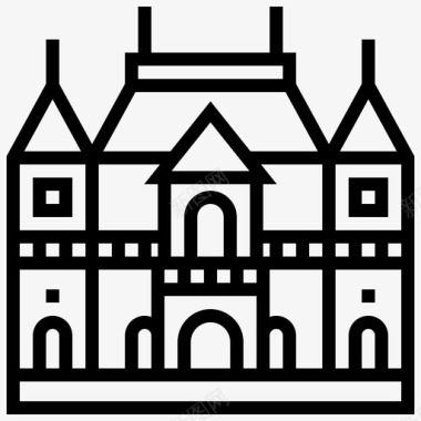 欧美建筑背景罗丹博物馆建筑博物馆图标图标