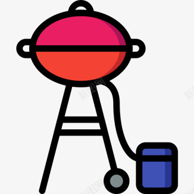 烤架烤肉4线性颜色图标图标