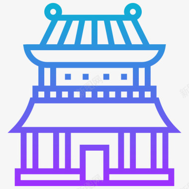 建筑中国符号梯度图标图标