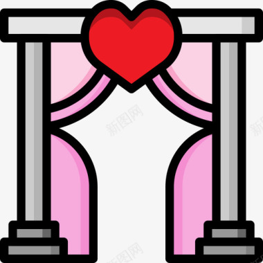 结婚拱门127号婚礼线性颜色图标图标