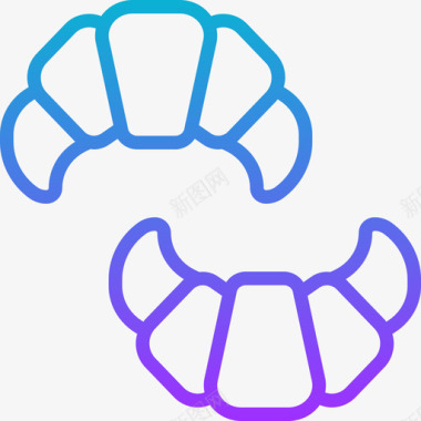 羊角面包法国符号3梯度图标图标