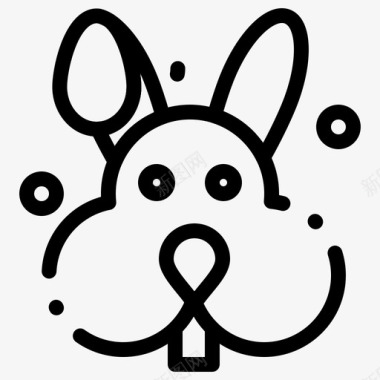 兔子复活节快乐的伊斯特堡虚线图标图标