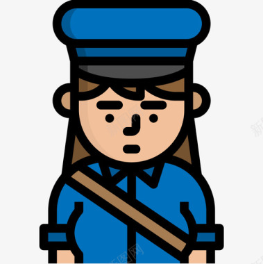 女邮政职业女性化身4线性颜色图标图标