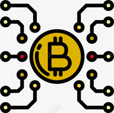 银行封面比特币银行56线性颜色图标图标