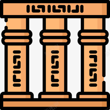 神庙埃及23线性颜色图标图标