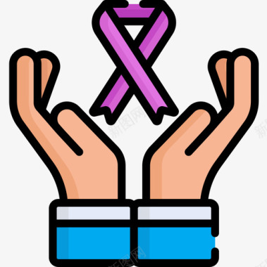 世界读书日丝带世界癌症意识日第10天线性颜色图标图标