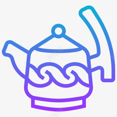 茶壶中国符号渐变图标图标