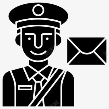 邮递员送货员职业1字形图标图标