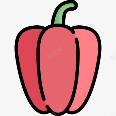 甜椒水果和蔬菜14线形颜色图标图标