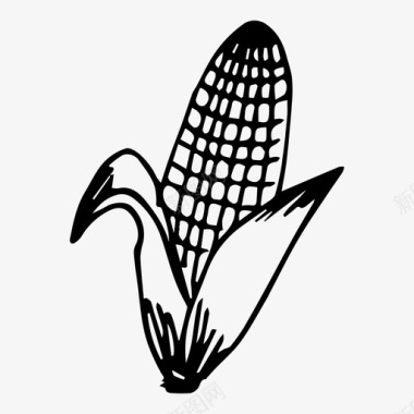玉米素描蔬菜图标图标