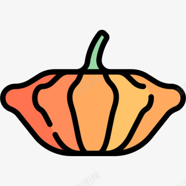 南瓜水果和蔬菜14线形颜色图标图标