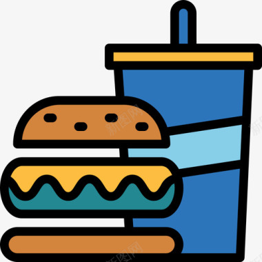 线性插画快餐购物123线性颜色图标图标
