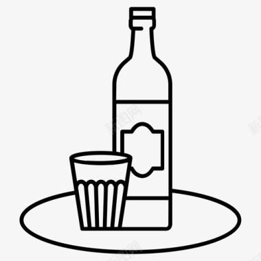 伏特加酒精晚餐图标图标