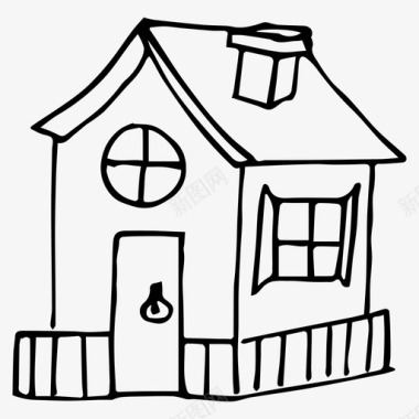 手绘简约房子房子建筑城市图标图标