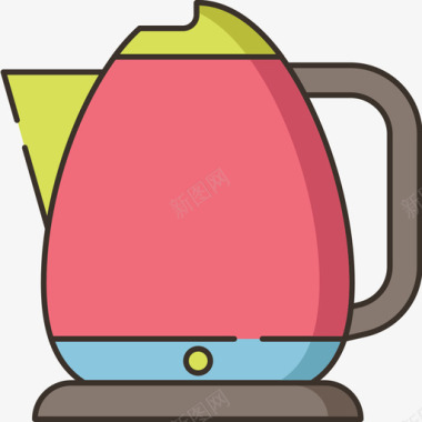 电热水壶咖啡62线性颜色图标图标