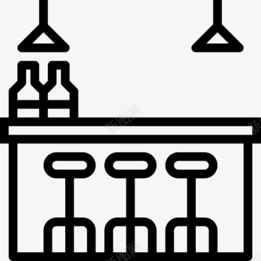 翻船酒店矢量图酒吧酒店和水疗中心图标图标