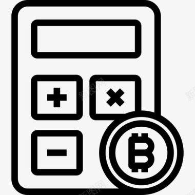 计算器加密货币和比特币线性图标图标
