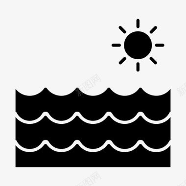 大海河流太阳图标图标