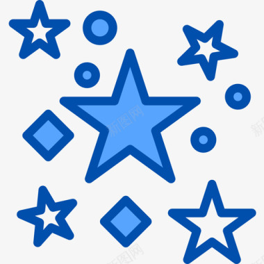 星星太空和宇宙4蓝色图标图标