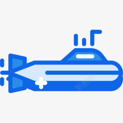 蓝色潜艇潜艇军用28蓝色图标高清图片